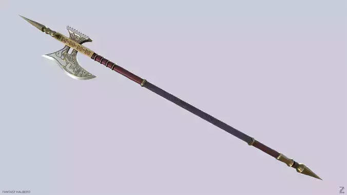 Fantasy halberd Low-poly 3D model