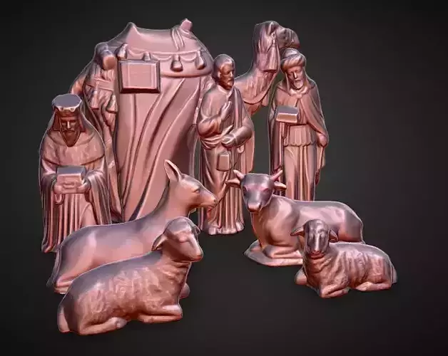 nativity scene wise men 3D print model