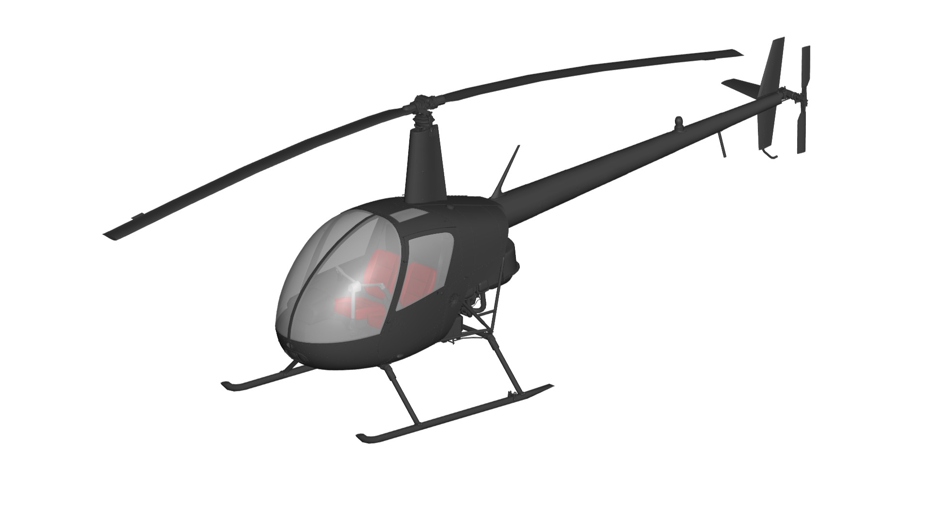 Robinson R22 Helicopter 3D model_1