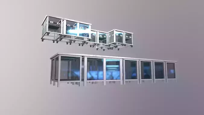 Two tables in the laboratorywith glass