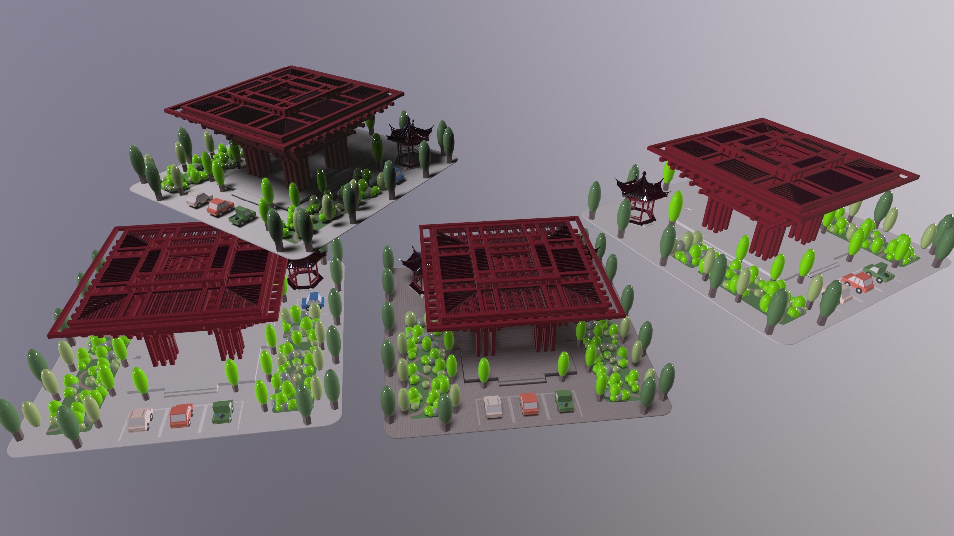 China Pavilion Cartoon Model 3D model_2