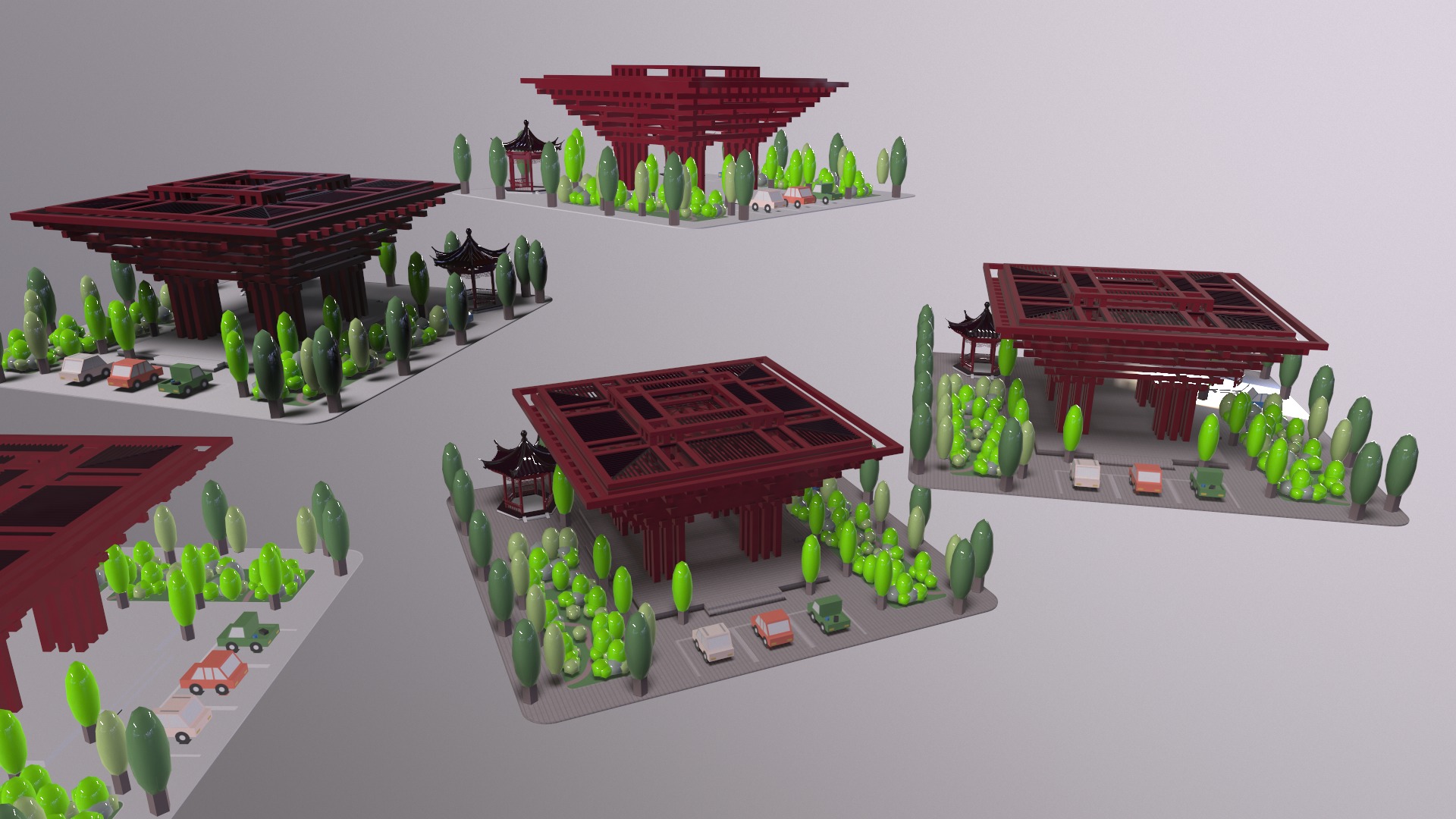 China Pavilion Cartoon Model 3D model_4