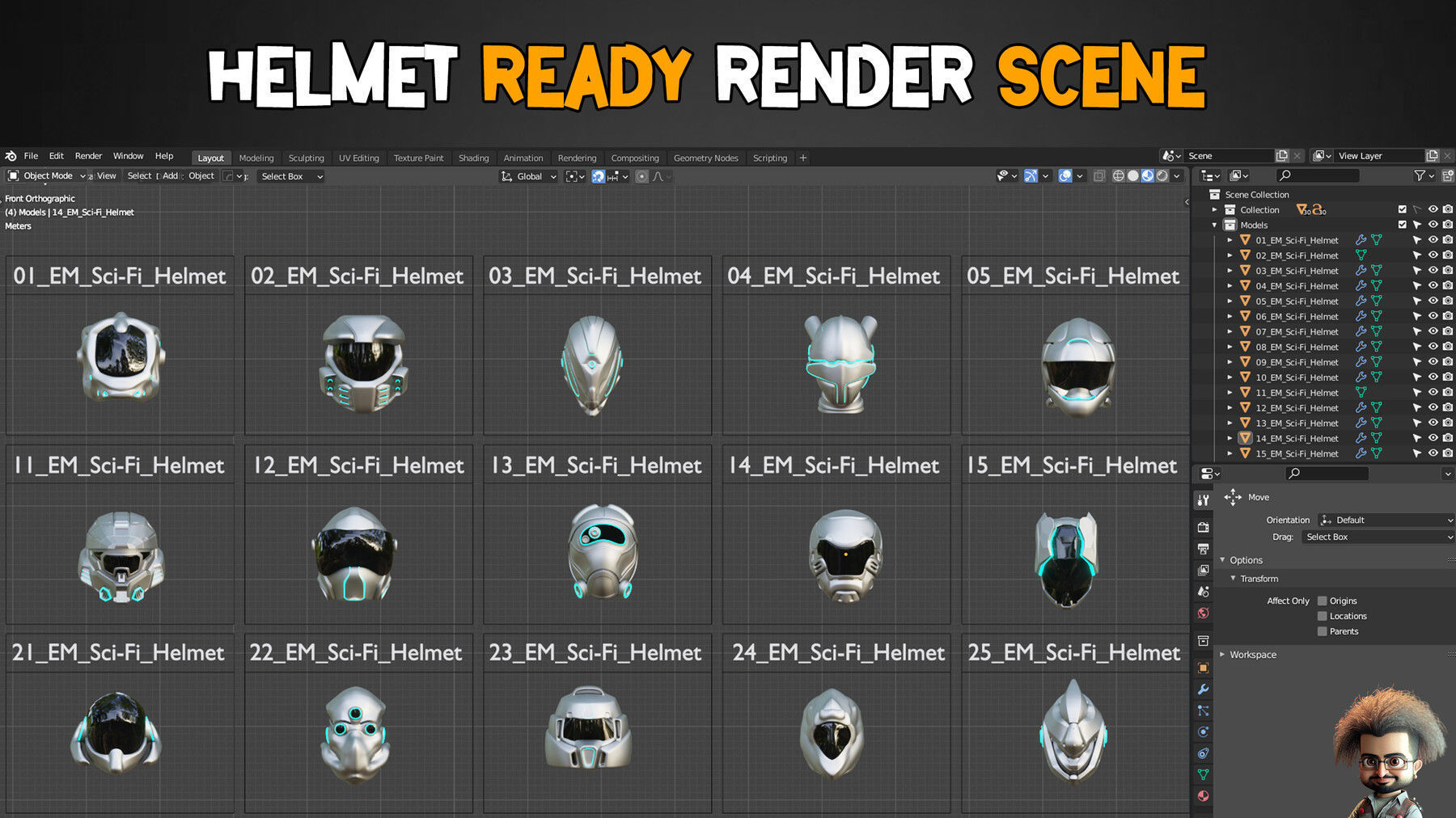 30 Sci-Fi Helmets Base Mesh and Textures Low-poly 3D model_1