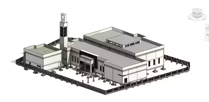 Revit mosque  modern design  Low-poly 3D model