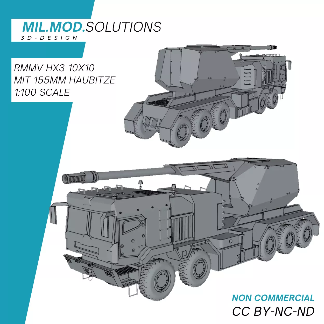Rmmv HX3 10x10 155mm Haubitze Bundeswehr 3D print model_0