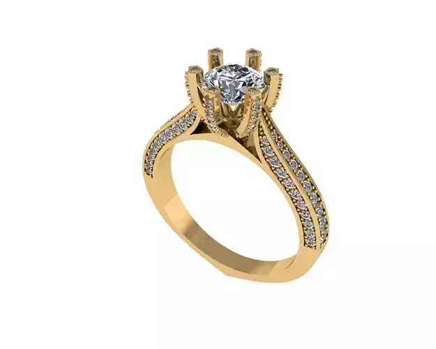 Women diamond engagement ring 3d render