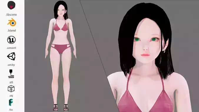 Bikini 0002 - UE5 - Unity - Blender - Animated