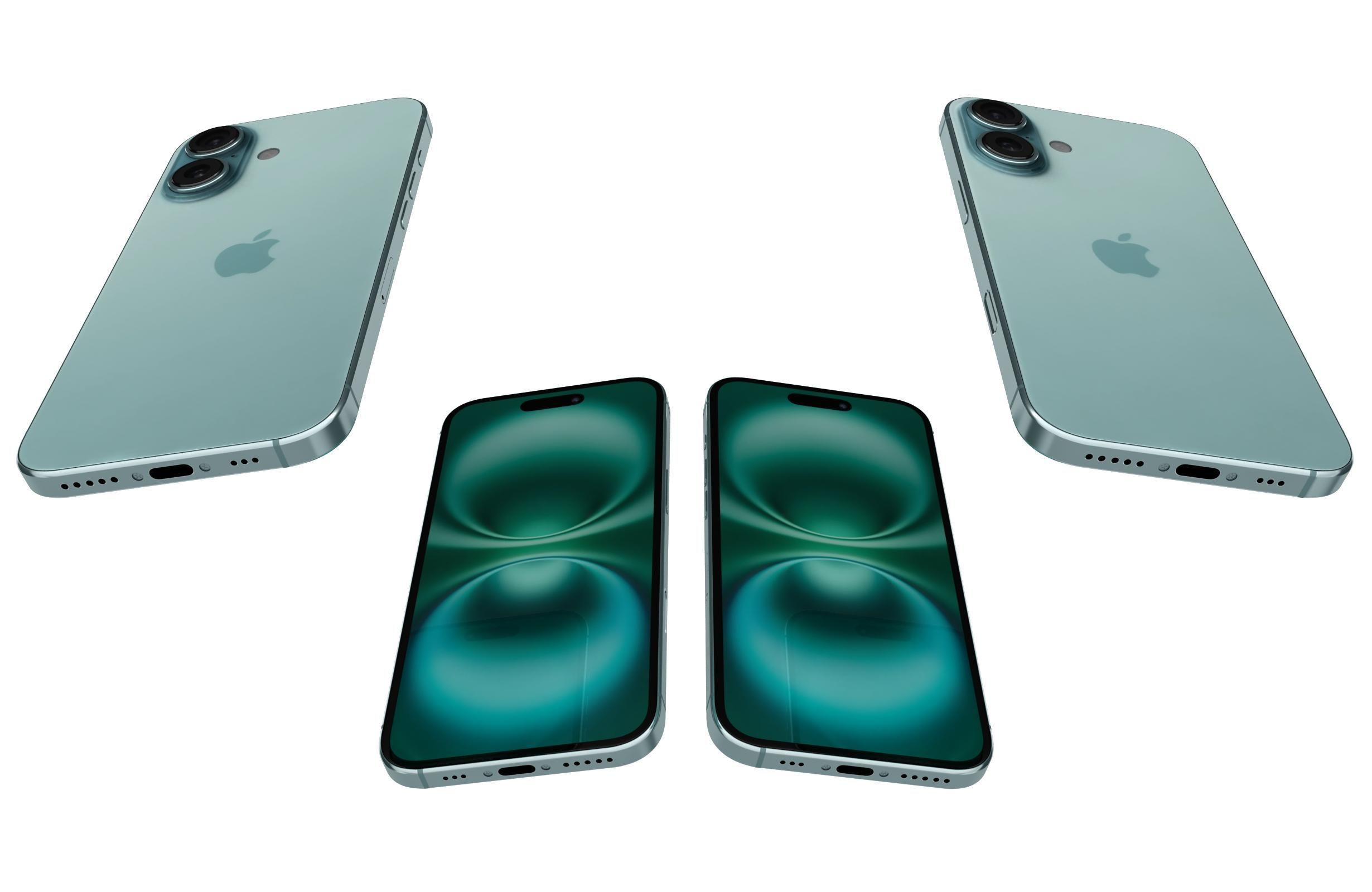 Apple iPhone 16 Green 3D model_5