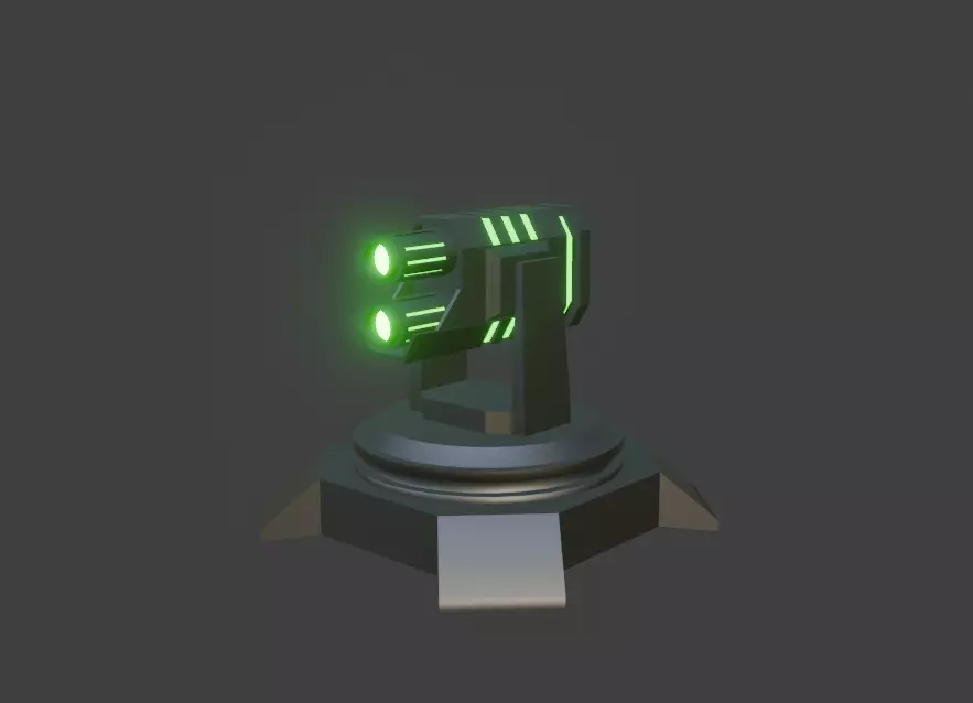 nuclear plasma turret Low-poly 3D model_0