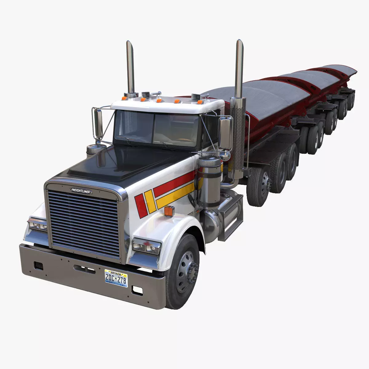 Freightliner Classic side tipper road train Low-poly 3D model