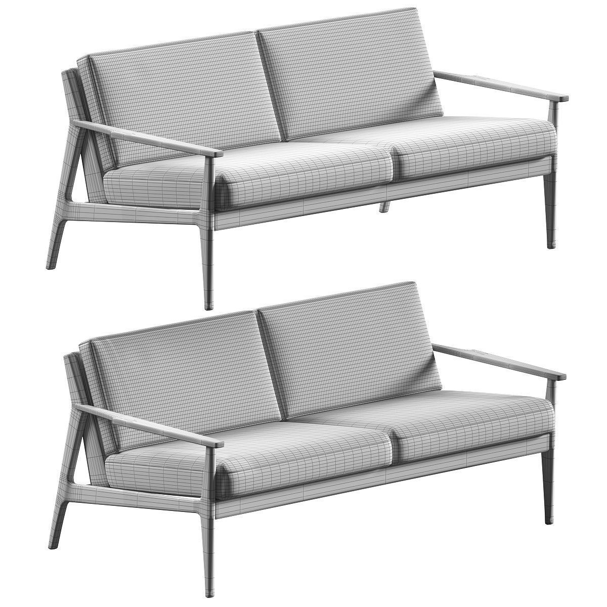 Mezcal Leather Loveseat Sofas 3D model_2