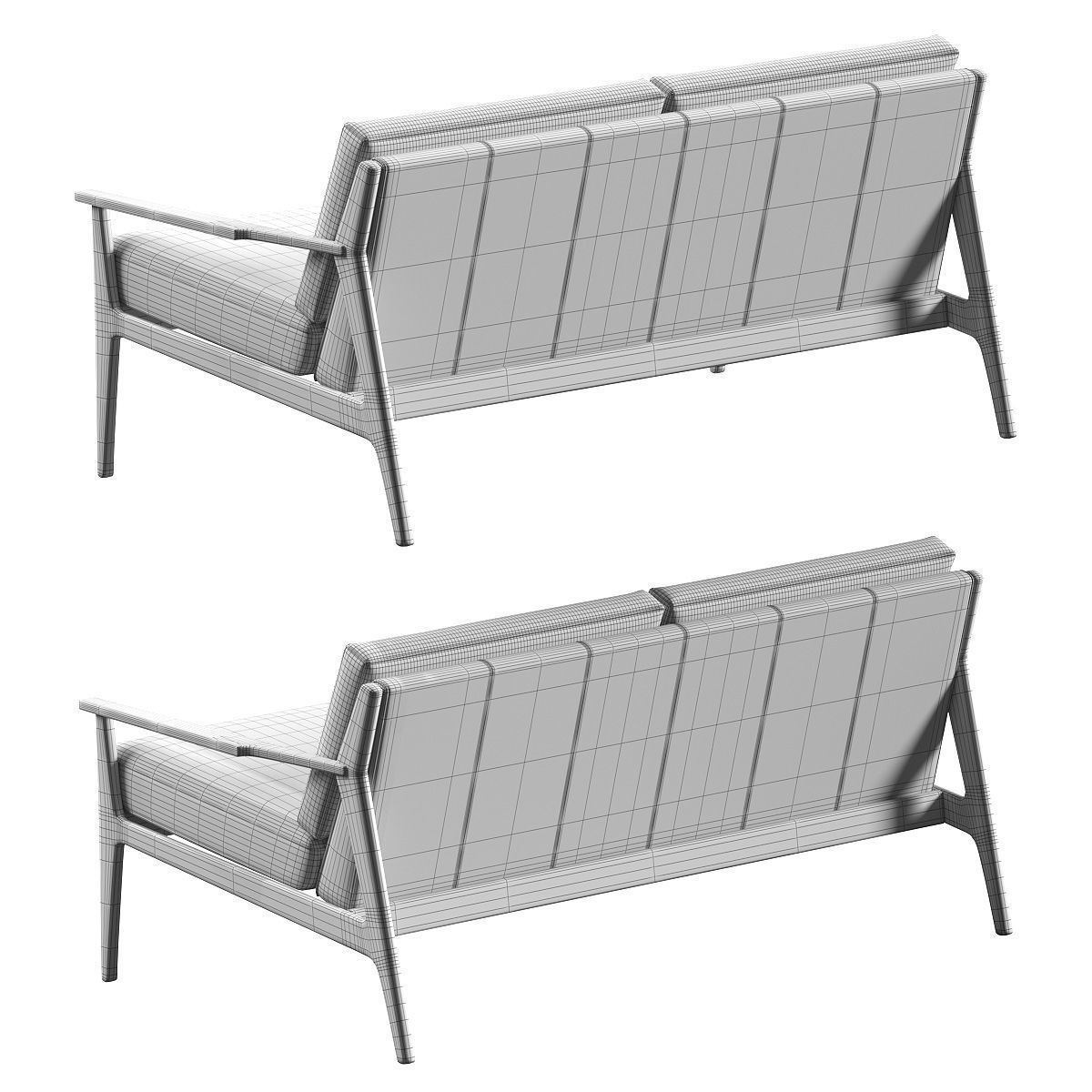 Mezcal Leather Loveseat Sofas 3D model_3