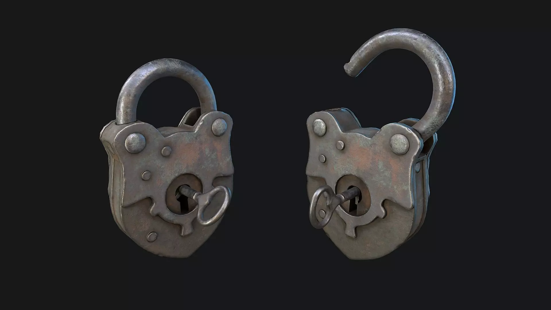 Padlock 1 Low-poly 3D model_0