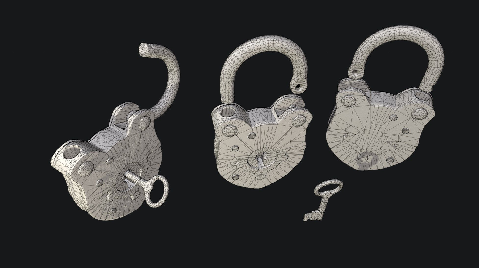 Padlock 1 Low-poly 3D model_7