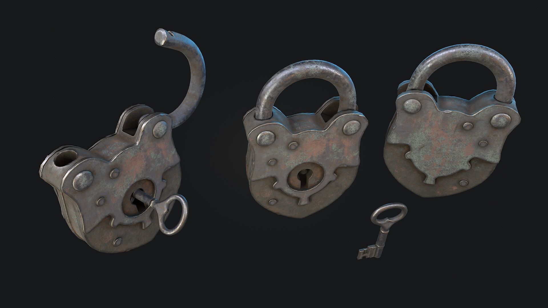 Padlock 1 Low-poly 3D model_4