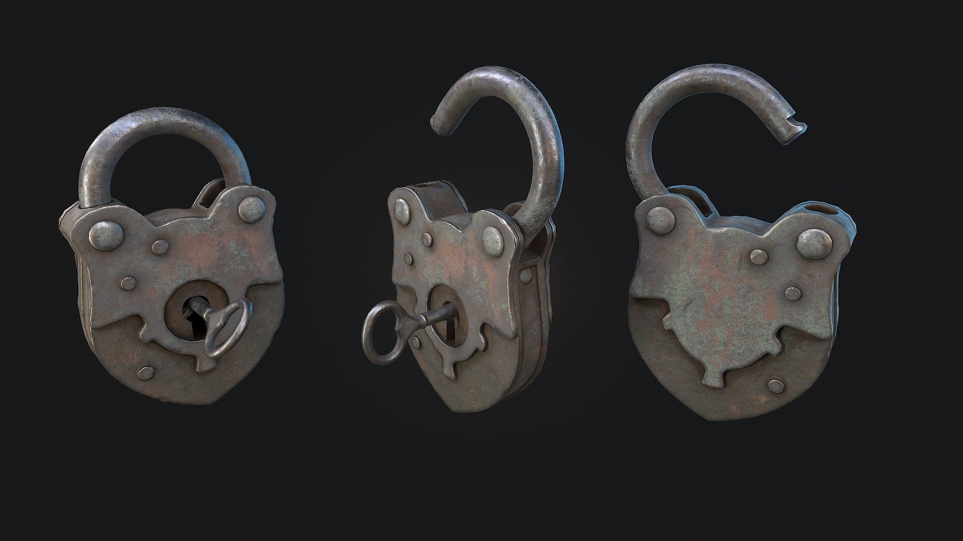 Padlock 1 Low-poly 3D model_1