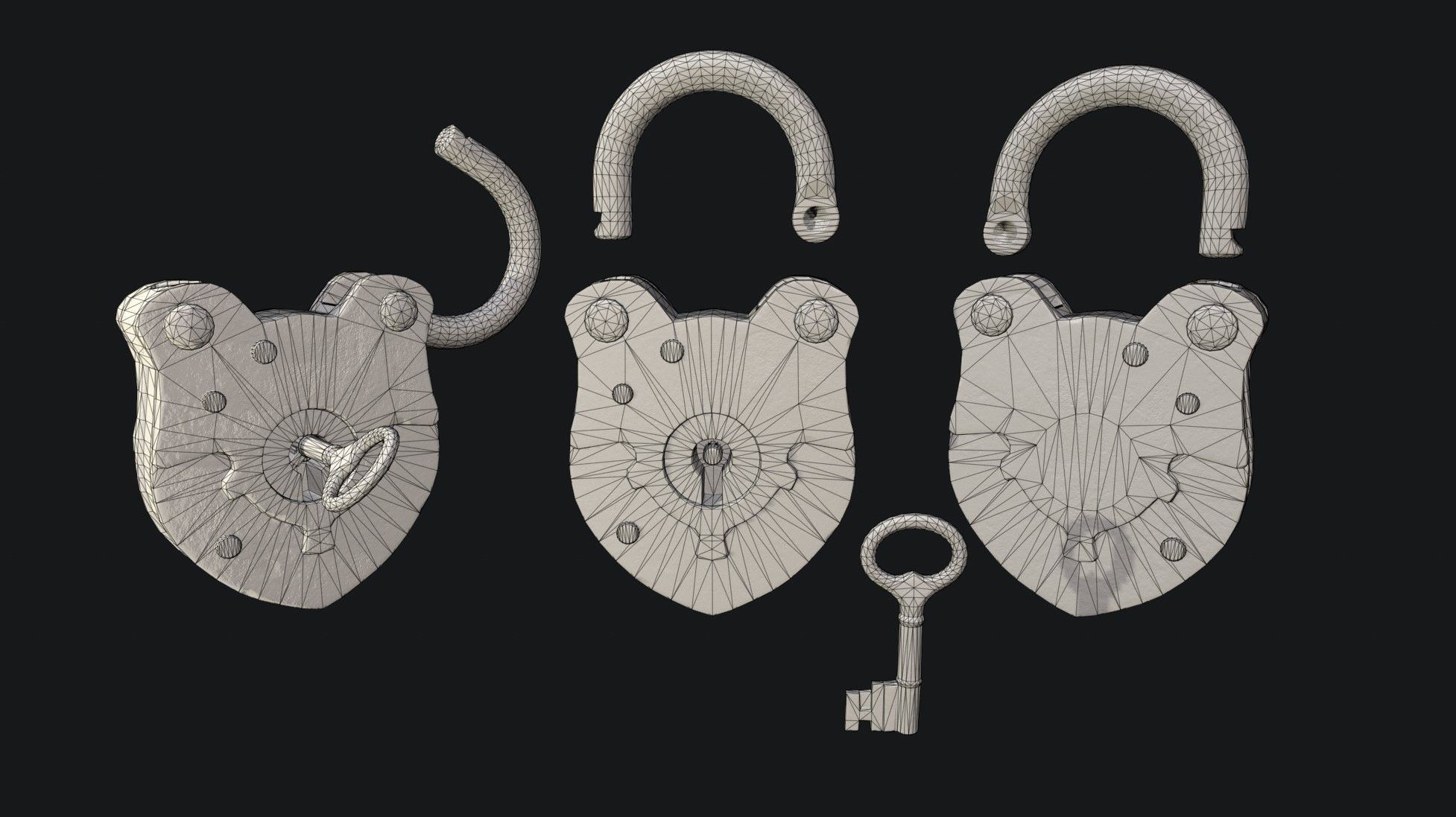 Padlock 1 Low-poly 3D model_6