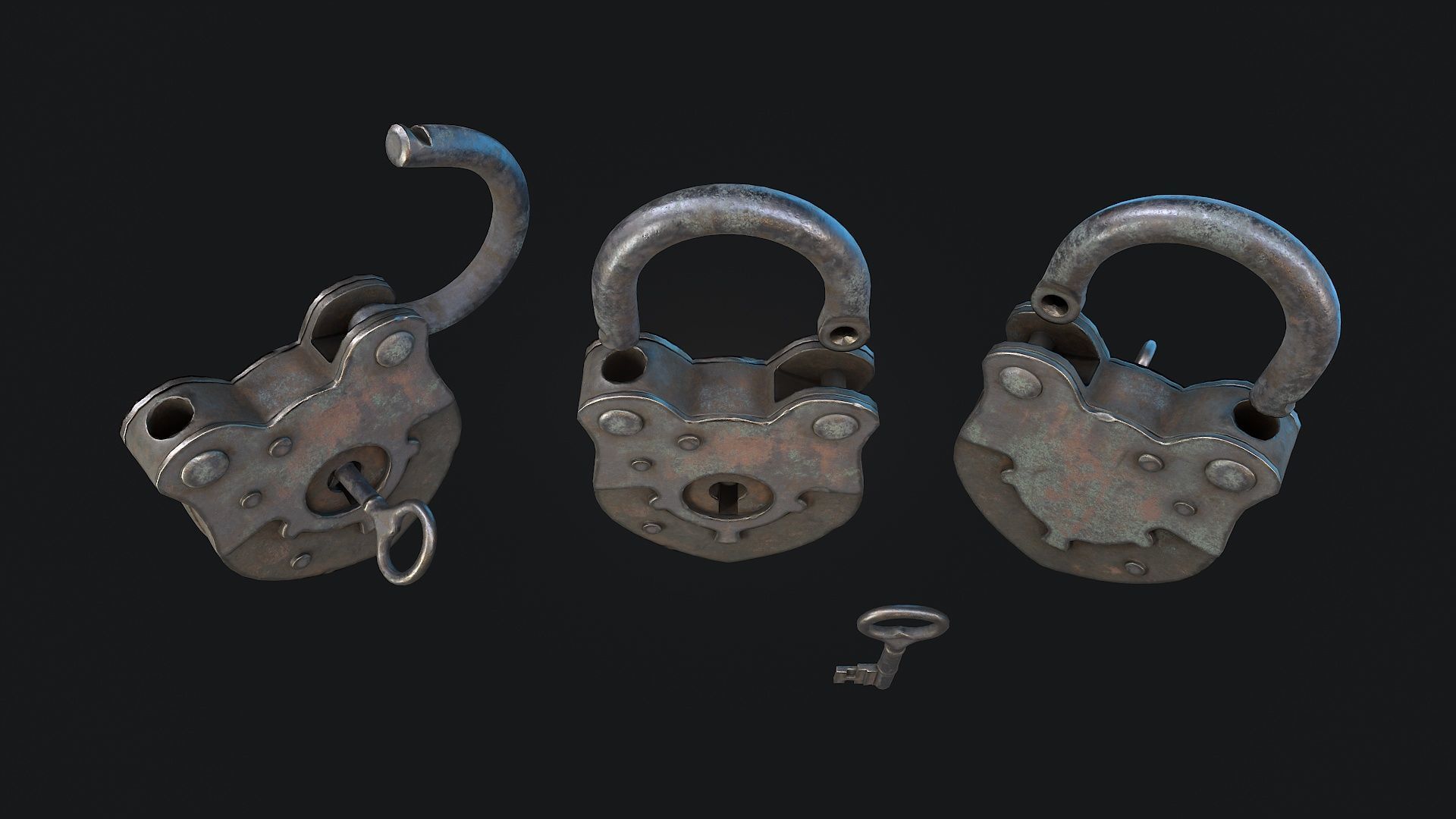 Padlock 1 Low-poly 3D model_5