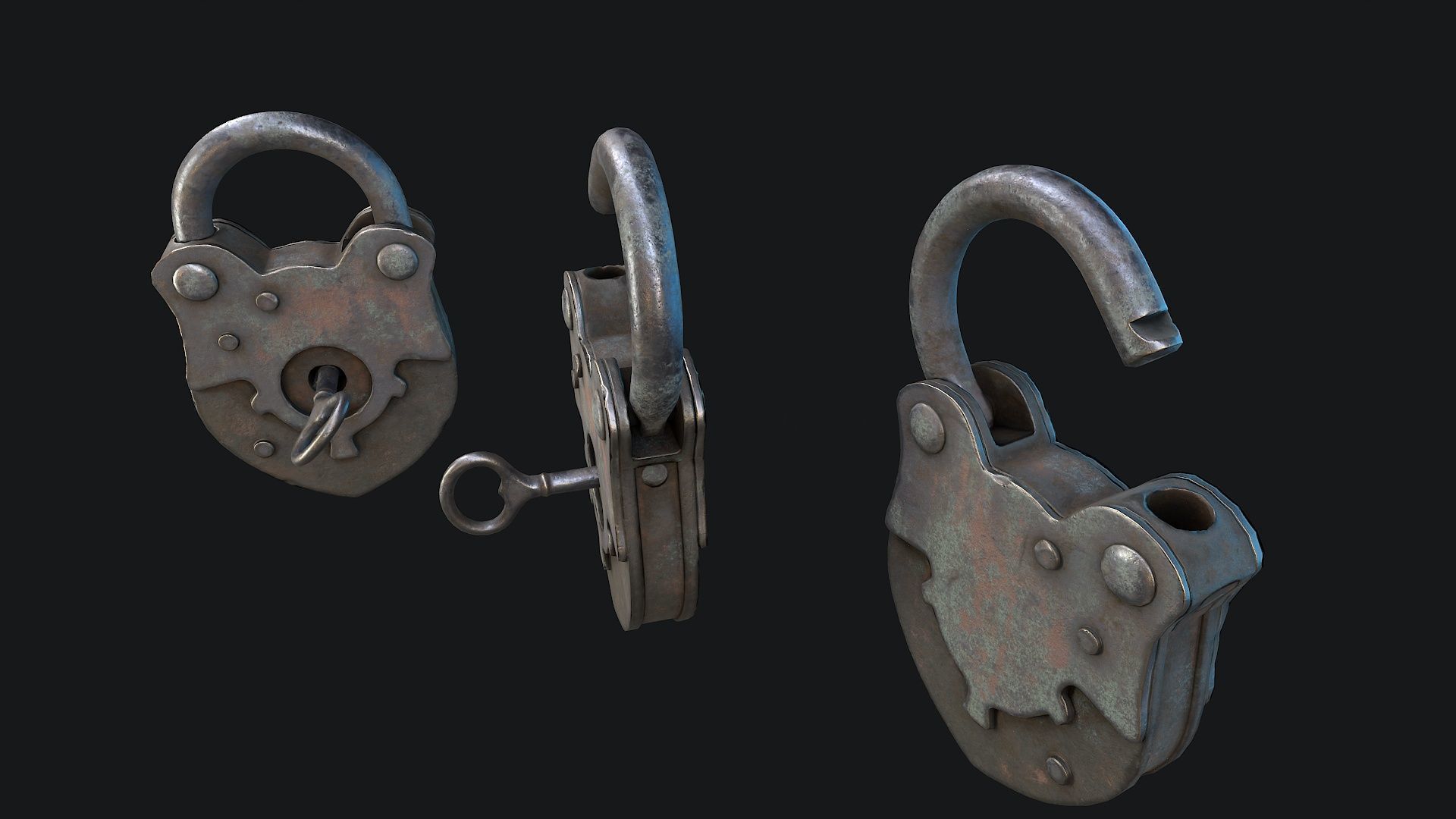 Padlock 1 Low-poly 3D model_2