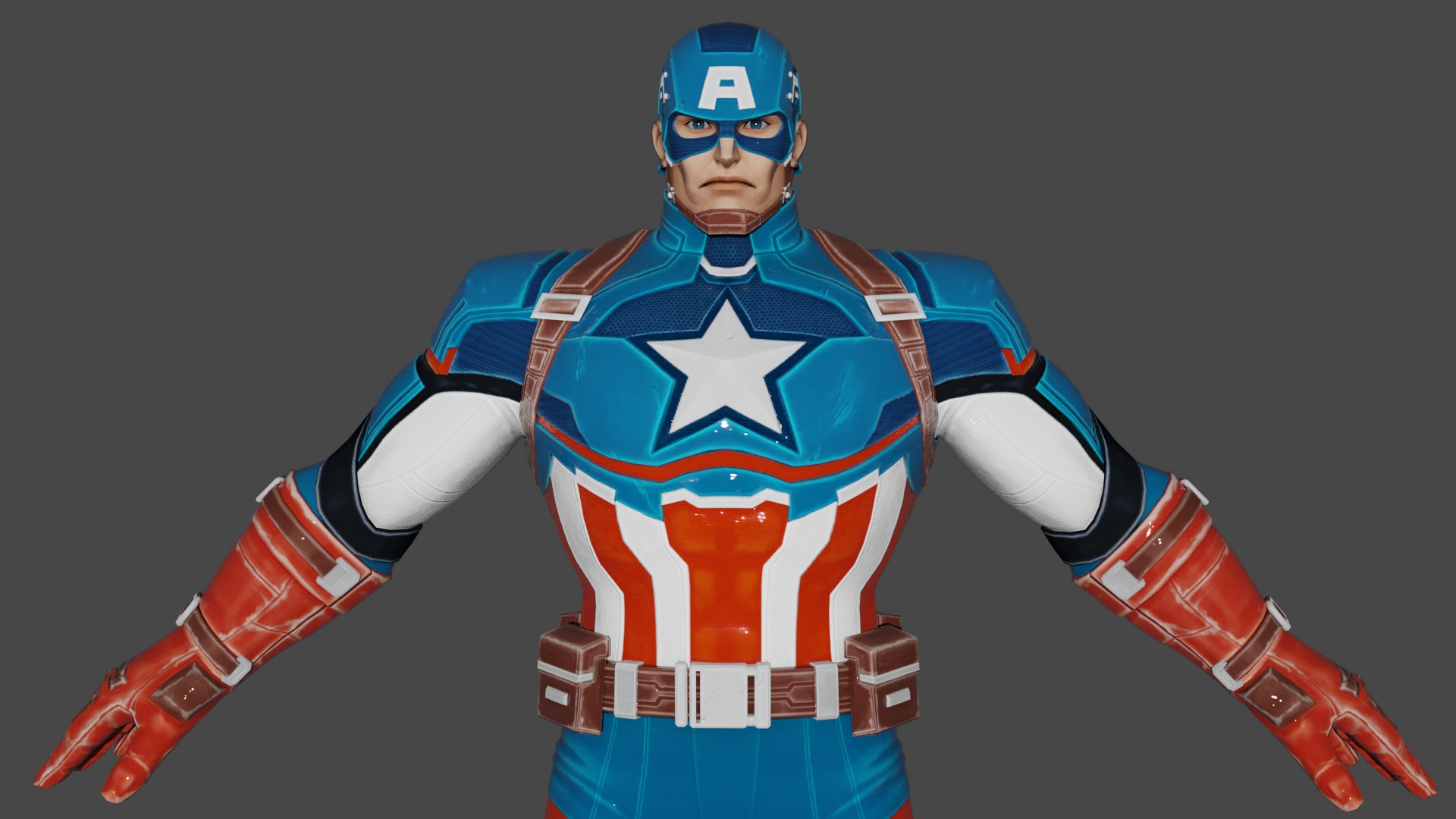 Captain America Low-poly 3D model_1