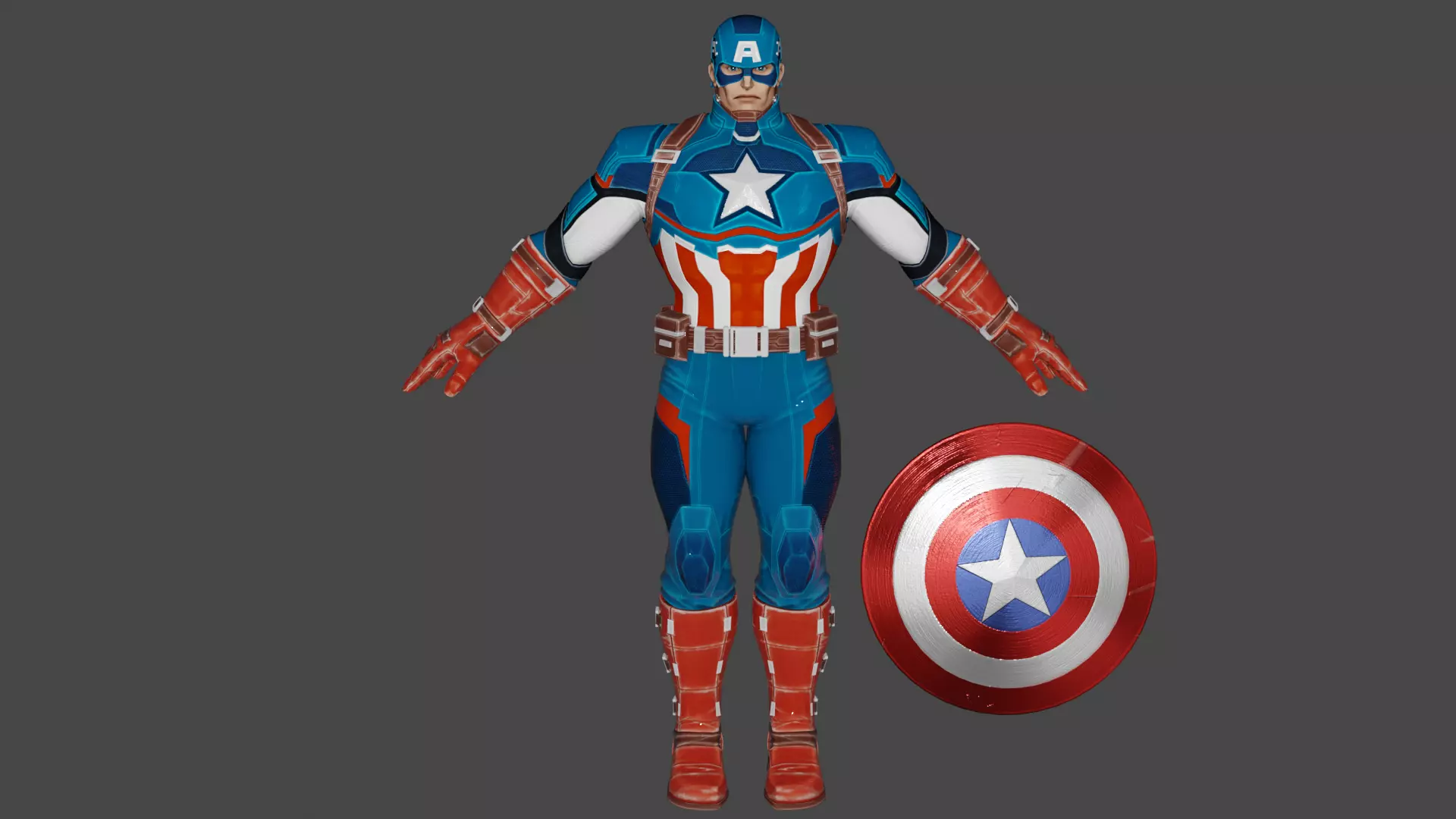 Captain America Low-poly 3D model_0