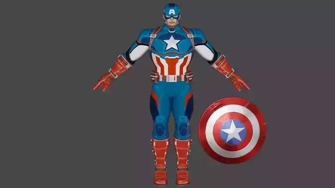 Captain America Low-poly 3D model
