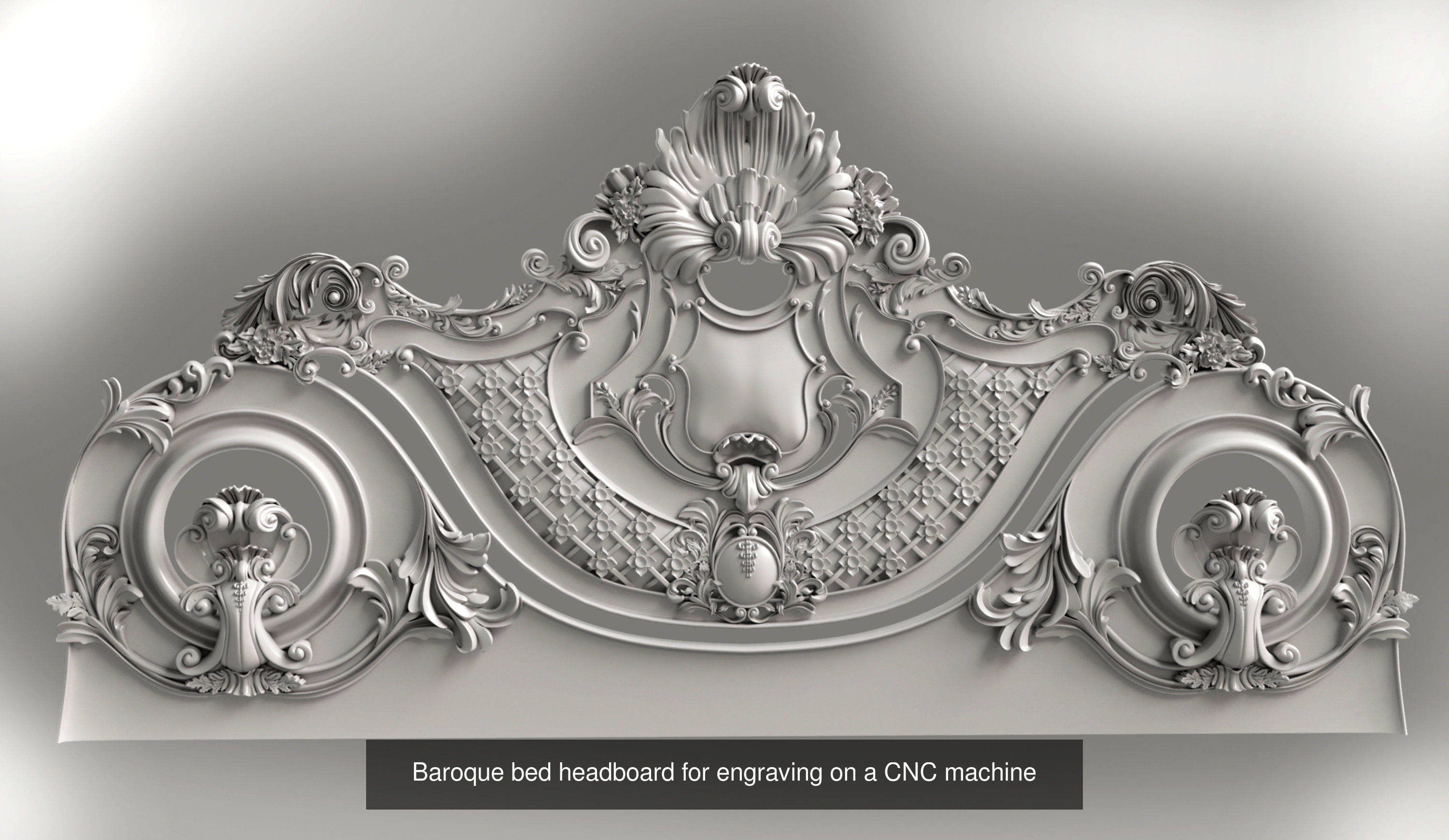 Baroque bed headboard for engraving on a CNC machine 3D Model Collection_1