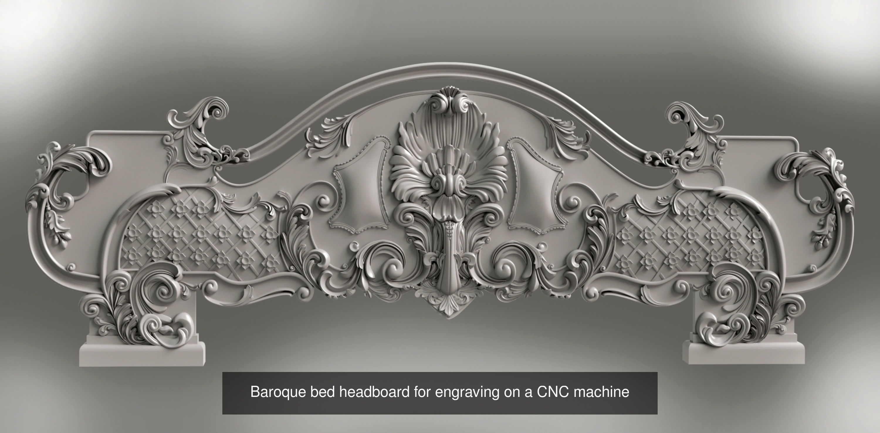 Baroque bed headboard for engraving on a CNC machine 3D Model Collection_2