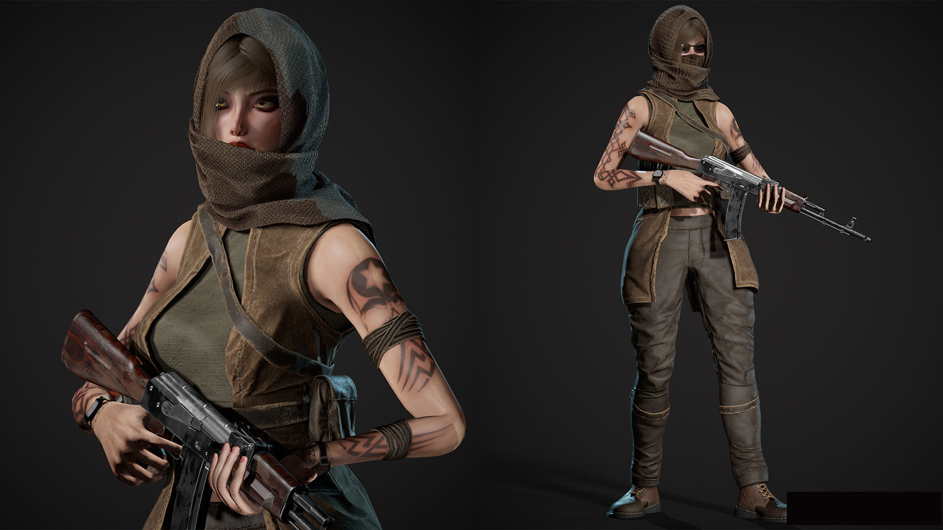 Survivor Man and lady 2 Low-poly 3D model_14