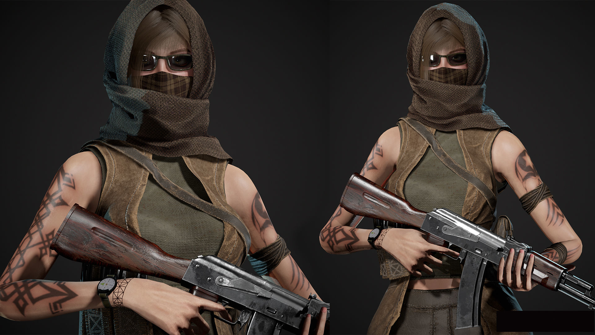 Survivor Man and lady 2 Low-poly 3D model_13