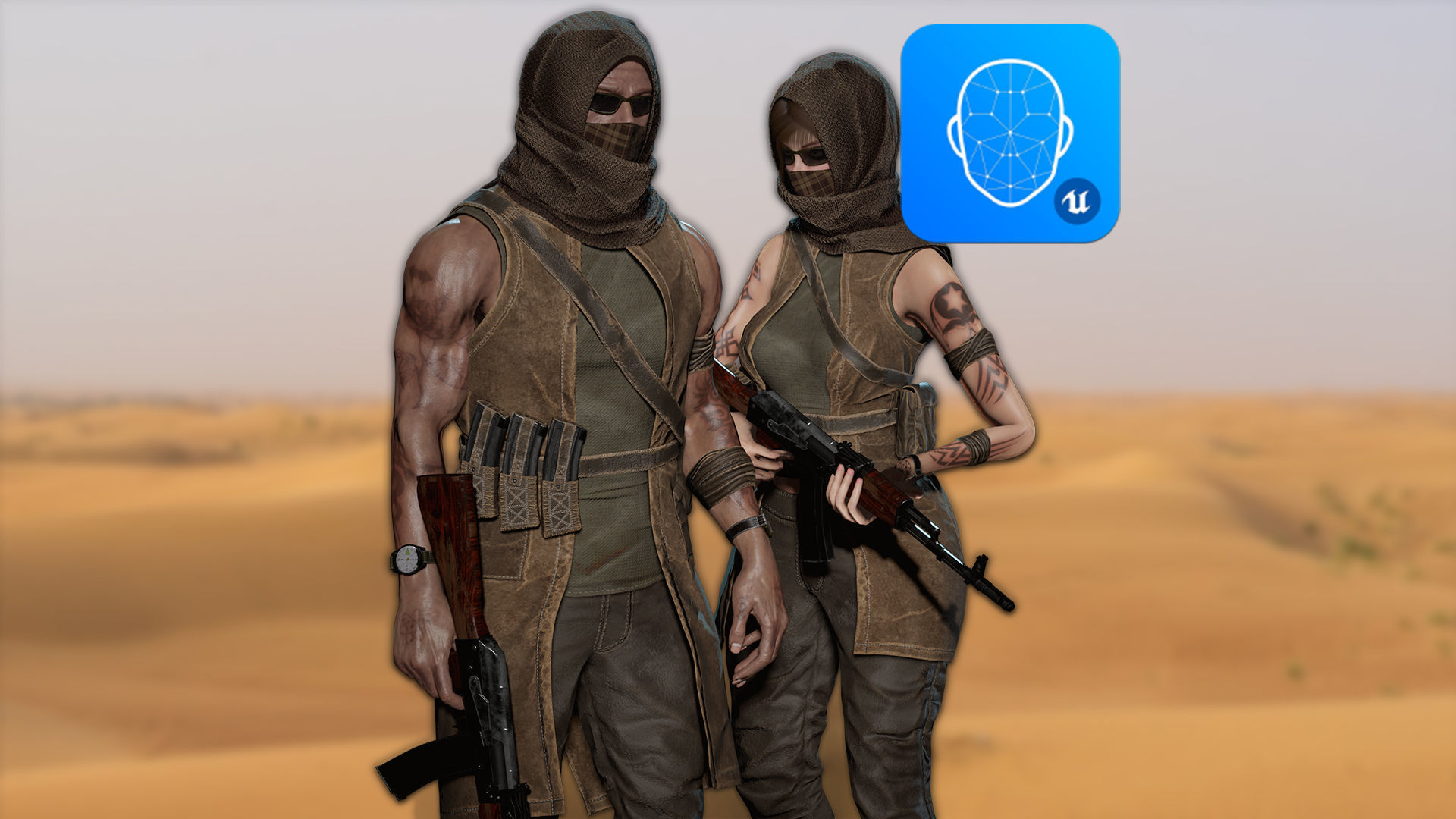 Survivor Man and lady 2 Low-poly 3D model_4