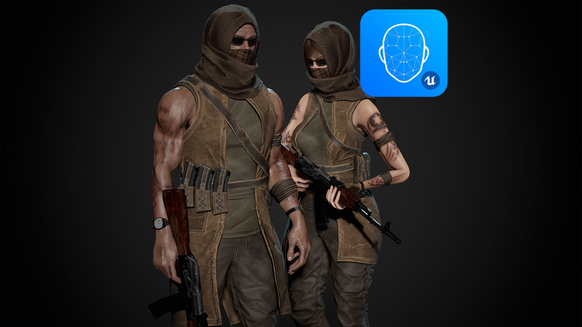 Survivor Man and lady 2 Low-poly 3D model_3