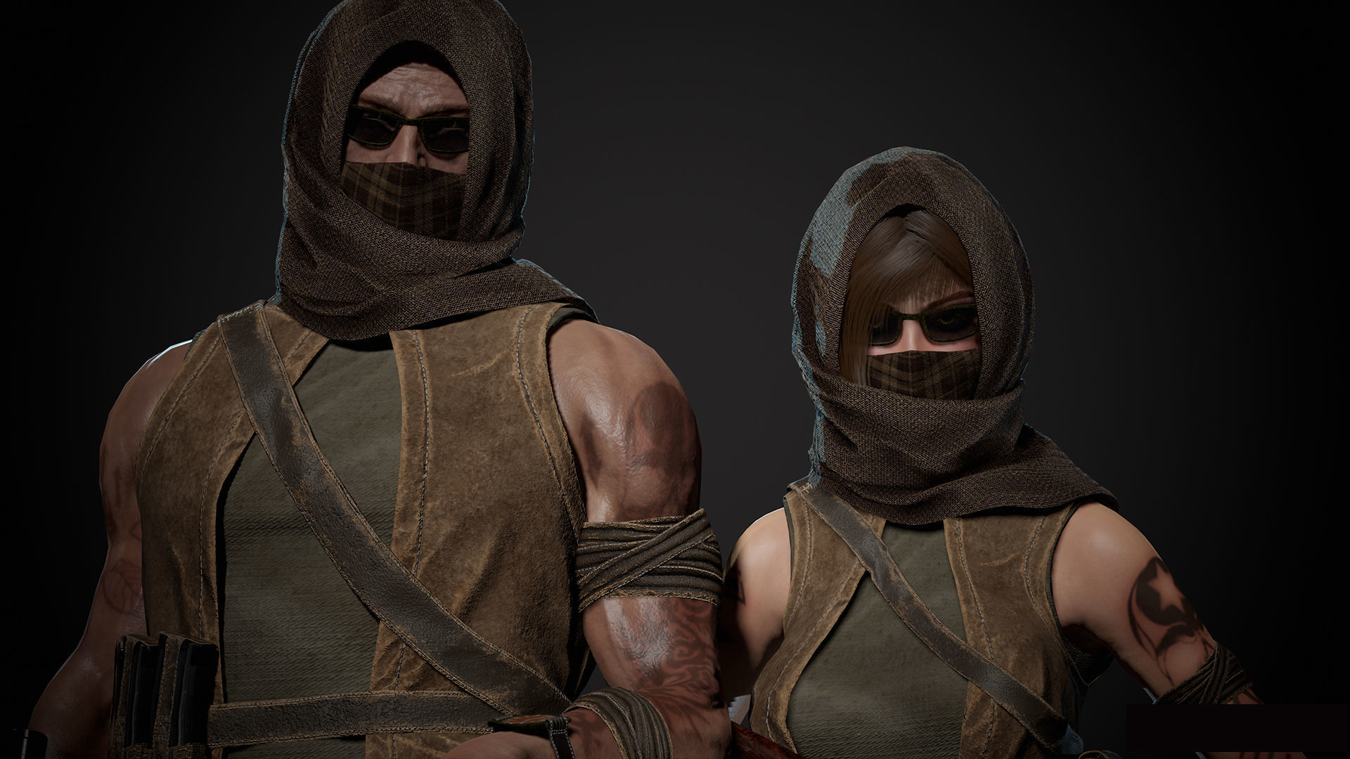 Survivor Man and lady 2 Low-poly 3D model_8