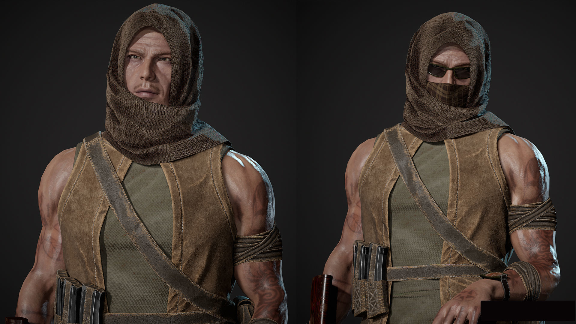 Survivor Man and lady 2 Low-poly 3D model_9