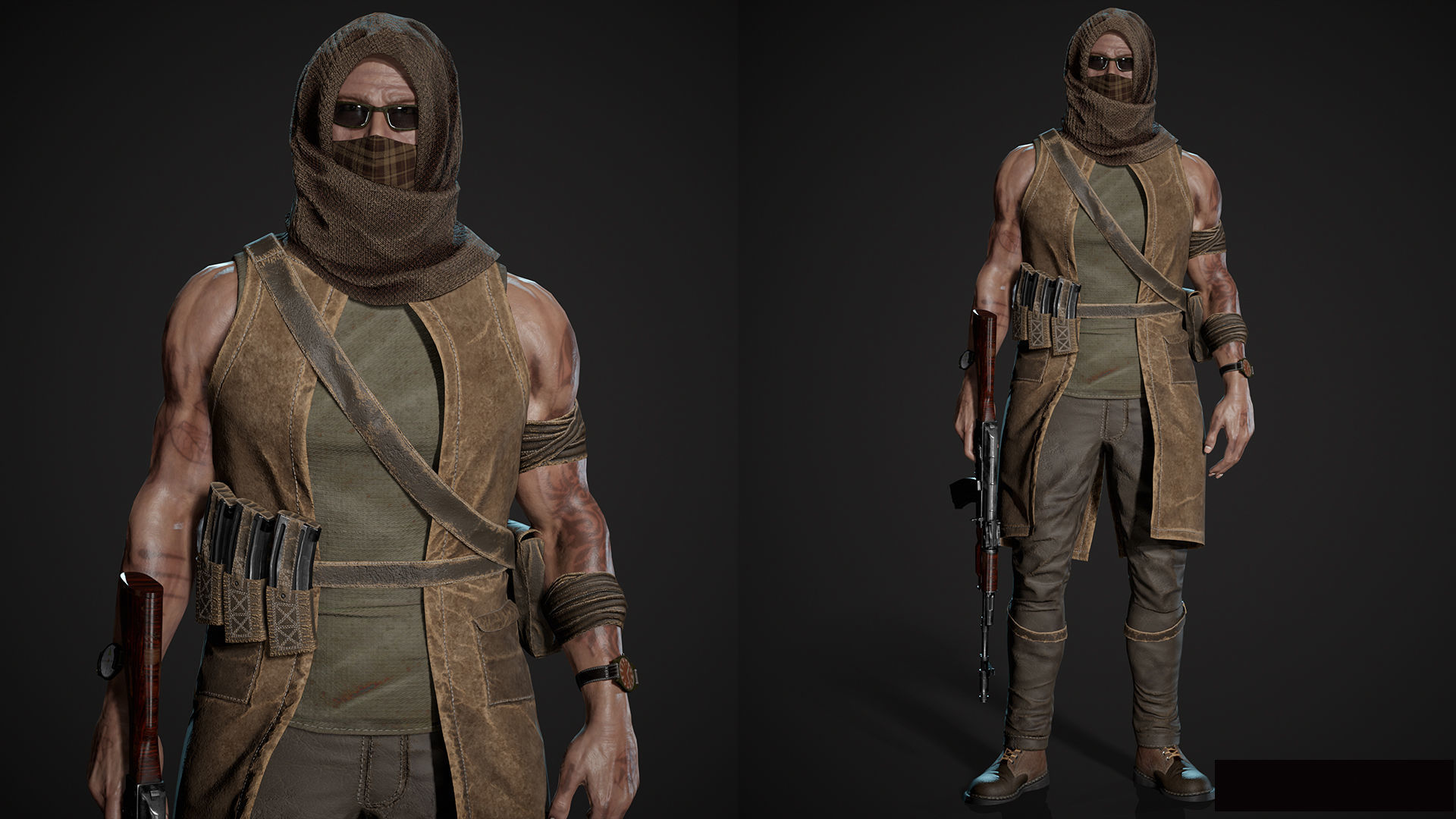 Survivor Man and lady 2 Low-poly 3D model_7