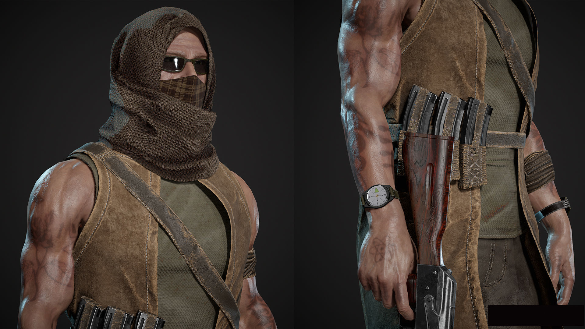 Survivor Man and lady 2 Low-poly 3D model_11