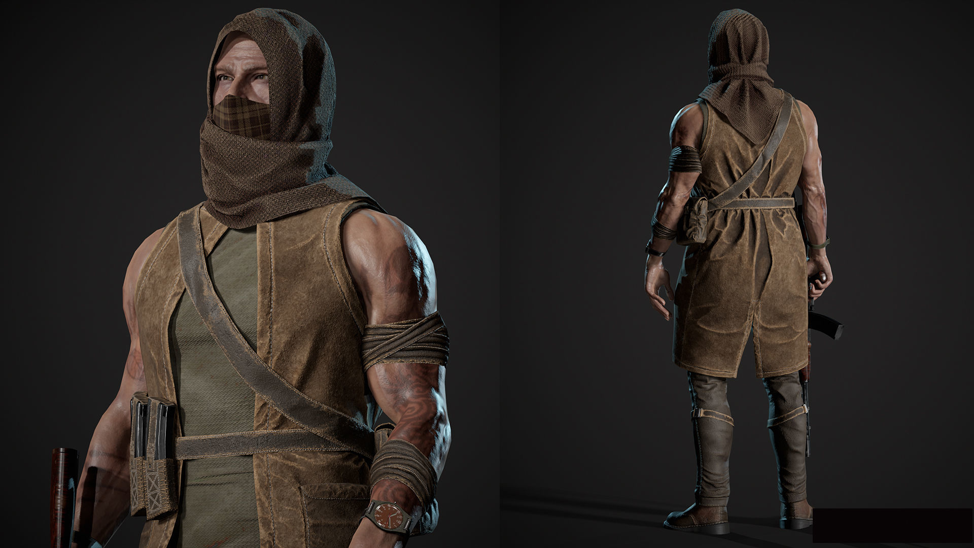 Survivor Man and lady 2 Low-poly 3D model_6