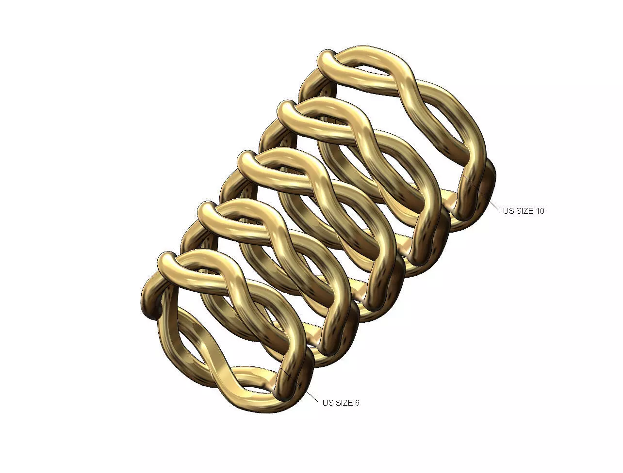 Eternity twisted overlapping knot link ring US sizes 6to10 3D print model
