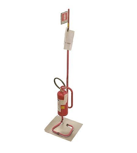 Fire extinguisher with metal stand 3D model