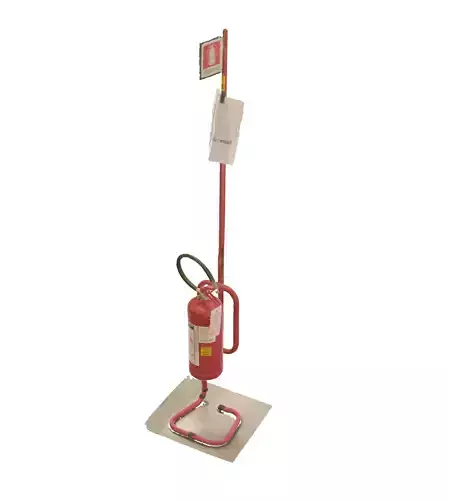 Fire extinguisher with metal stand 3D model
