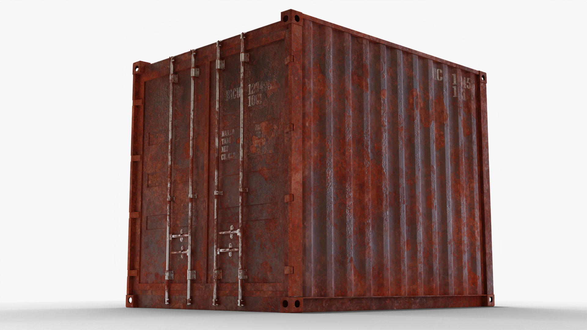 10Ft Cargo Container - Black - Rusted 3D model_2