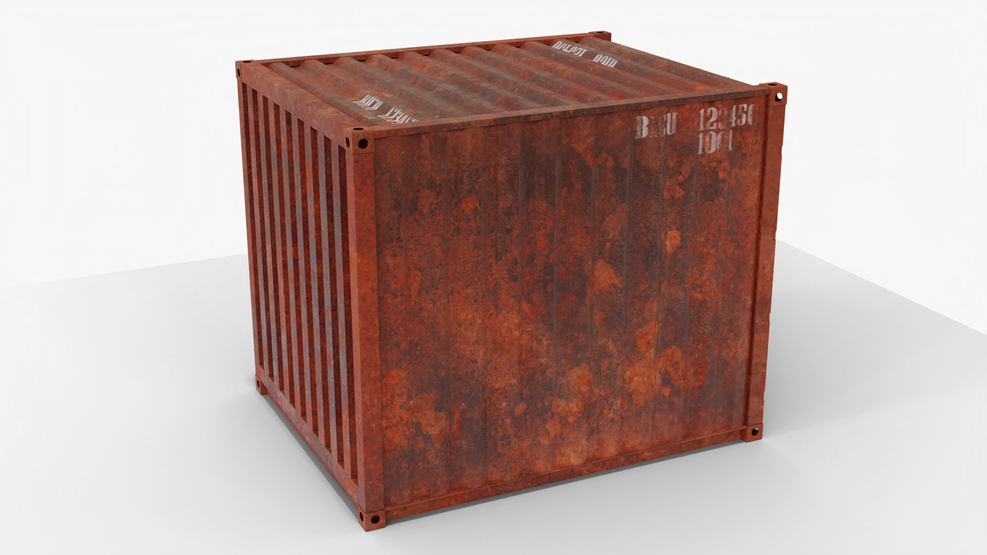 10Ft Cargo Container - Black - Rusted 3D model_3