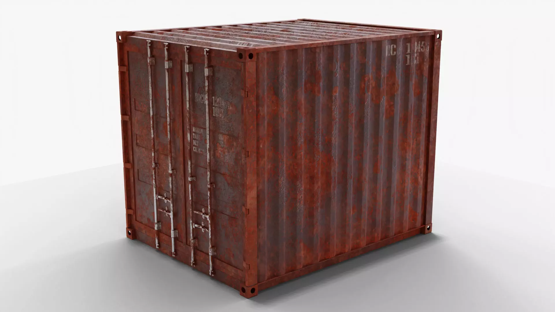 10Ft Cargo Container - Black - Rusted 3D model_0
