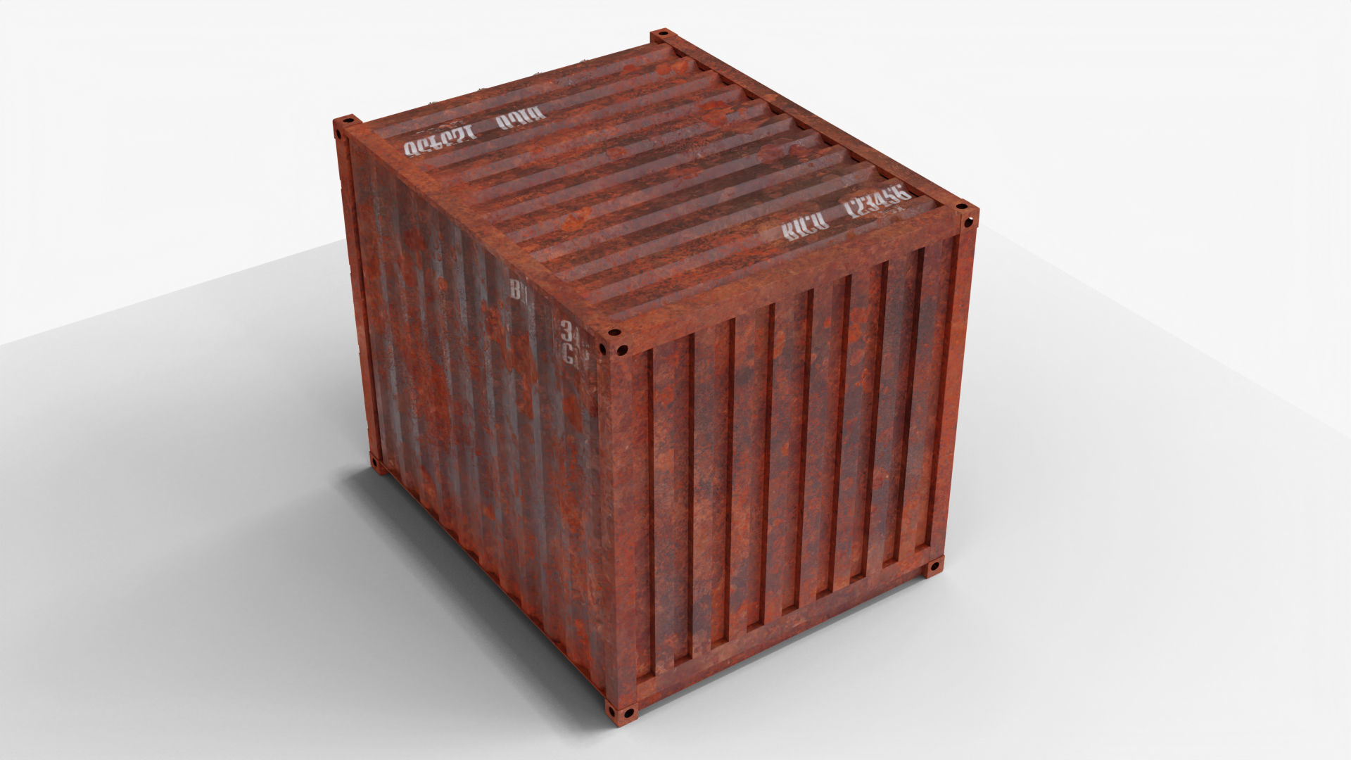 10Ft Cargo Container - Black - Rusted 3D model_4