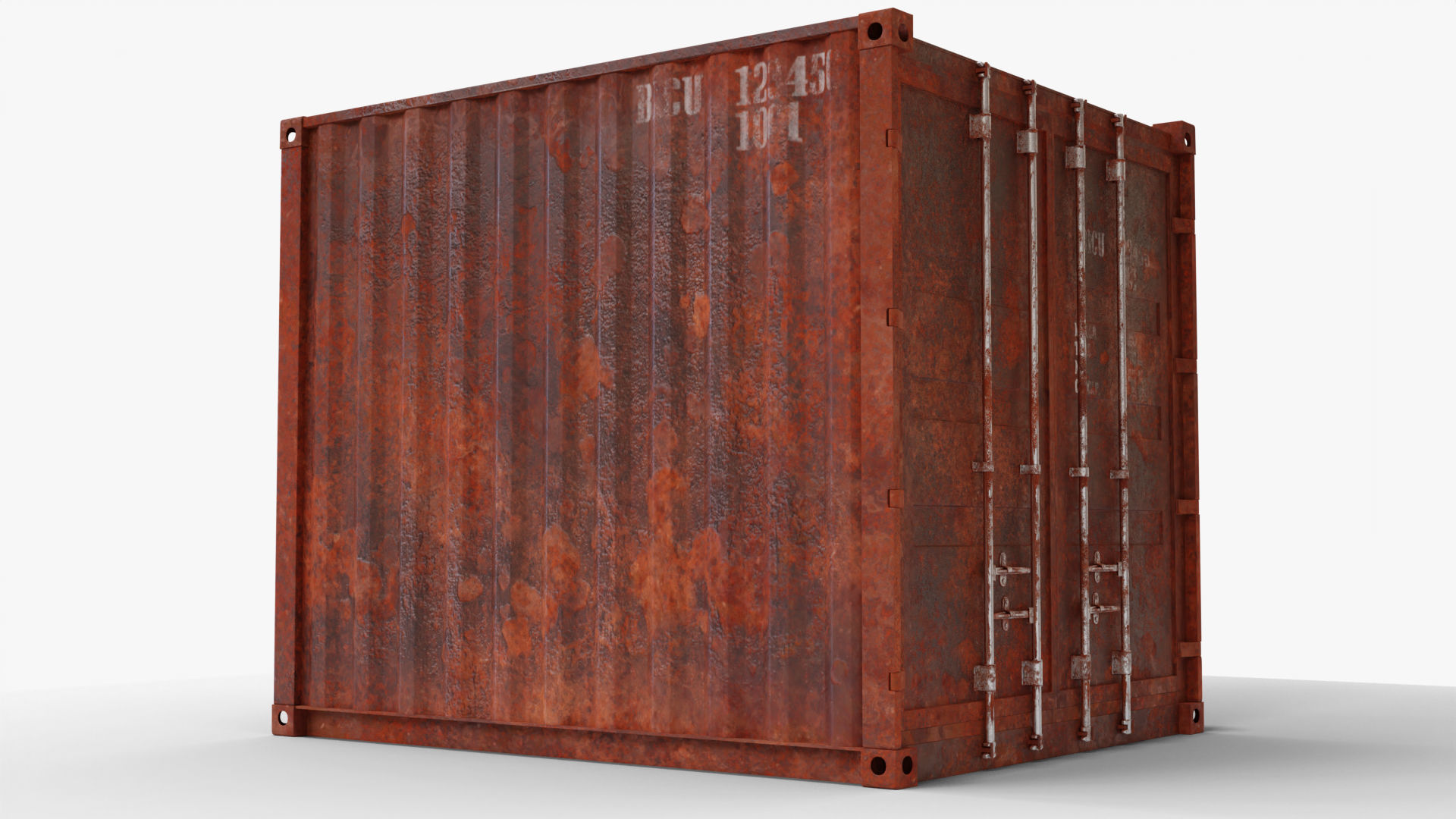 10Ft Cargo Container - Black - Rusted 3D model_5
