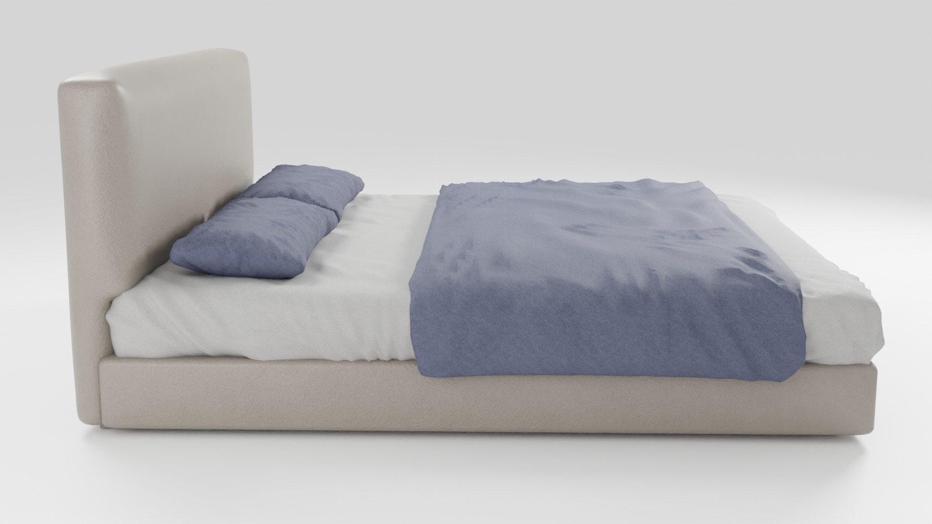Comfortable bed in a modern style 3D model_1