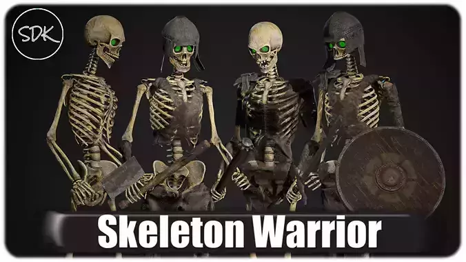 Skeleton Warrior Low-poly 3D model