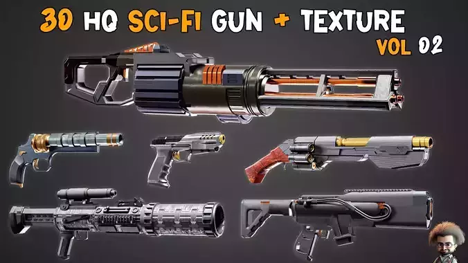 30 HQ Sci-Fi Gun with  4K Texture     Vol 02  