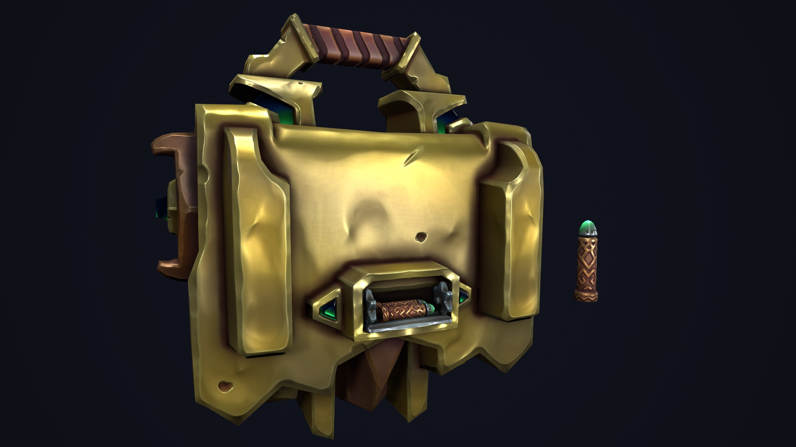 Fantasy dwarf minigun Low-poly 3D model_18