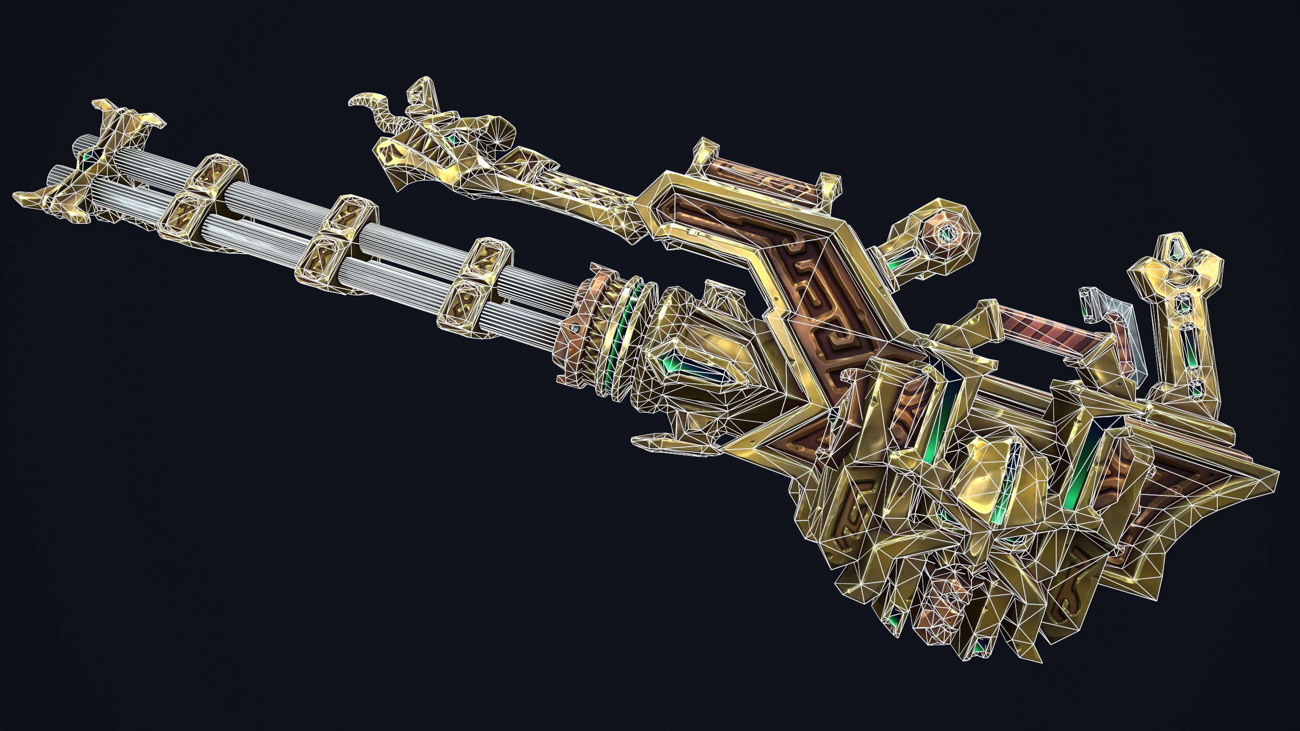 Fantasy dwarf minigun Low-poly 3D model_1